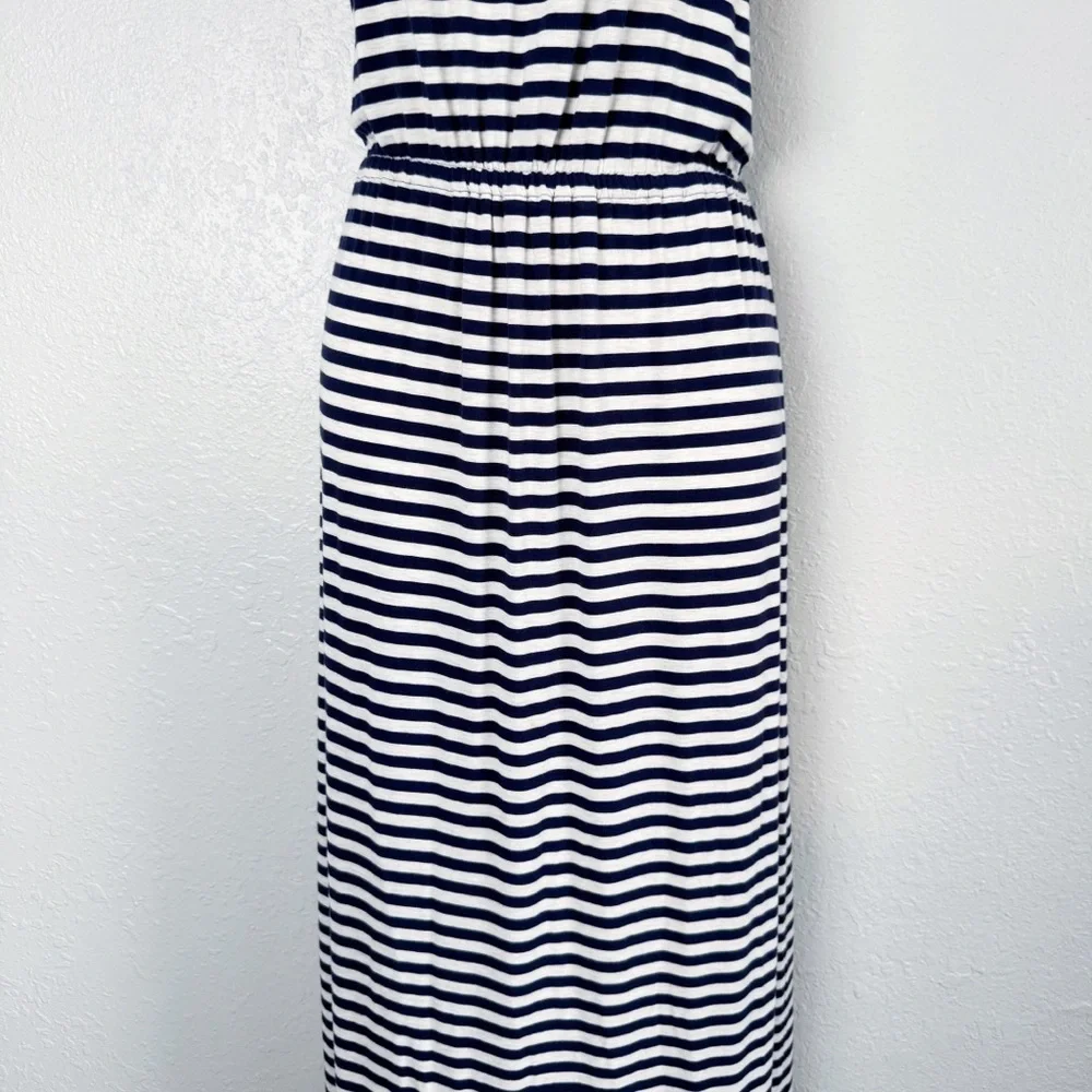 Caslon blue white striped stretchy maxi dress S - Picture 3 of 10
